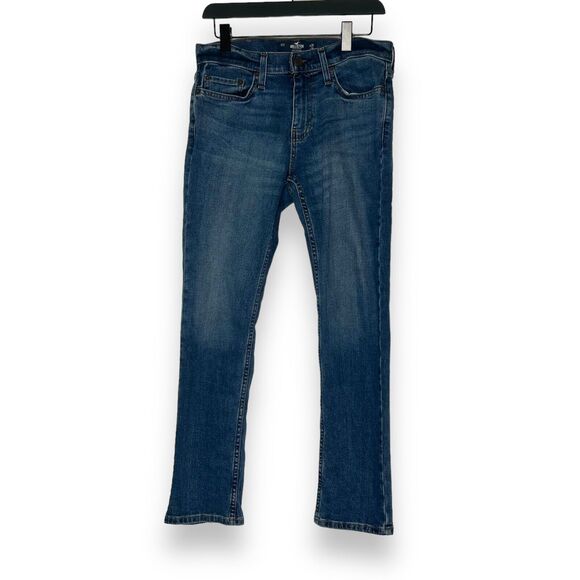 HOLLISTER Mens Epic Flex Blue Jeans 28 W x 30 L Slim Straight Leg Denim - Picture 2 of 9